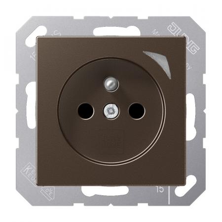 JUNG HOME Smart Steckdose 16 A 250 V, Bluetooth Mesh, Funktionsanzeige, Safety Plus, Serie A, mokka, BT A 1521 F S MO - Französisch/Belgisch