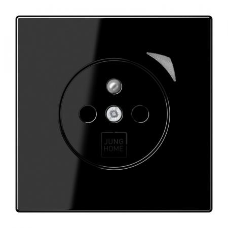 JUNG HOME Smart Steckdose 16 A 250 V, Bluetooth Mesh, Funktionsanzeige, Safety Plus, Serie LS, schwarz, BT LS 1521 F S SW  - Französisch/Belgisch