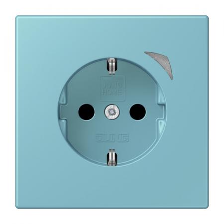 JUNG HOME SCHUKO Steckdose 16 A 250 V, mit Funktionsanzeige, Safety Plus, Serie LS, céruléen moyen