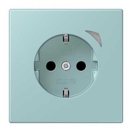 JUNG HOME SCHUKO Steckdose 16 A 250 V, mit Funktionsanzeige, Safety Plus, Serie LS, céruléen clair