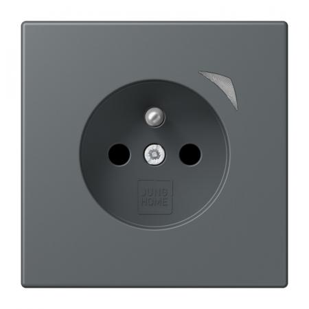JUNG HOME Smart Steckdose Energy 16 A 250 V, Bluetooth Mesh, Leistungs- und Energiemessung, Funktionsanzeige, Safety Plus, Serie LS, gris foncé 31, BT LC 1521 F SE 202  - Französisch/Belgisch