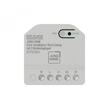JUNG HOME Puck Schaltaktor 1fach Energy mit 2 Binäreingängen BT P SE1 B2 U