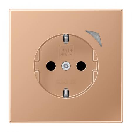 JUNG HOME SCHUKO Steckdose Energy 16 A mit Berührungsschutz und Energiemessung, Serie LS, Bronze gebürstet, Bluetooth Mesh