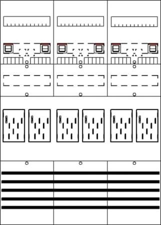 ABB STRIEBEL & JOHN BF37T6 Zählerfeld 7RE 6Z, vorverdrahtet mit BKE-I, Netzsystem TN-S 5-polig