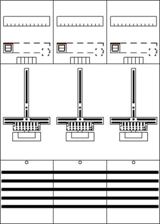 ABB STRIEBEL & JOHN DF37Q3 Zählerfeld 7RE 3Z, vorverdrahtet mit Zählerkreuz, Netzsystem TN-S 5-polig