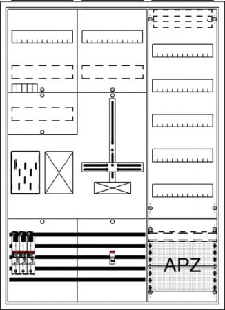 ABB STRIEBEL & JOHN BA37BC5 Komplettschrank, Aufputz, BKE-I, A37 1Z1R1S1V5A2 Schutzklasse II, Schutzart IP31