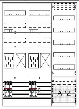 ABB STRIEBEL & JOHN BA37BG5 Komplettschrank, Aufputz, BKE-I, A37 2Z2R1V5A2, Schutzklasse II, Schutzart IP31