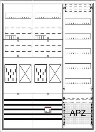 ABB STRIEBEL & JOHN BA37CGL Komplettschrank, Aufputz, BKE-I, A37 2Z2R1V5A2OVR Schutzklasse II, Schutzart IP31