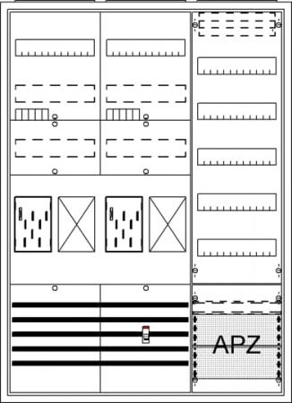 ABB STRIEBEL & JOHN BA37CG Komplettschrank, Aufputz, BKE-I, A37 2Z2R1V5A2, Schutzklasse II, Schutzart IP31