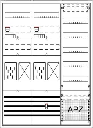ABB STRIEBEL & JOHN BA37TG Komplettschrank, Aufputz, BKE-I, A37 2Z2R1V5A2, Schutzklasse II, Schutzart IP31