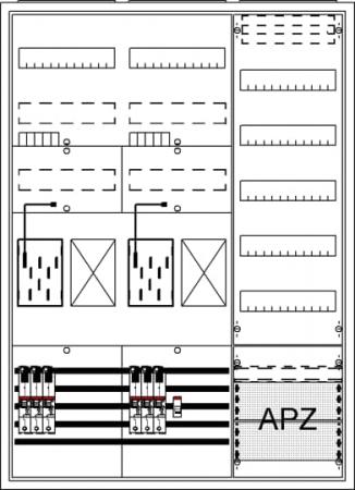 ABB STRIEBEL & JOHN BA37LG4 Komplettschrank, Aufputz, BKE-I, A37 2Z2R1V5A2, Schutzklasse II, Schutzart IP31
