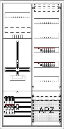 ABB STRIEBEL & JOHN DA27BB6V Komplettschrank, Aufputz, Dreipunkt, A27 1Z1V5A2 Schutzklasse II, Schutzart IP31