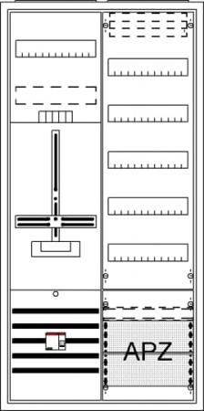 ABB STRIEBEL & JOHN DA27BBL Komplettschrank, Aufputz, Dreipunkt, A27 1Z1V5A2OVR Schutzklasse II, Schutzart IP31