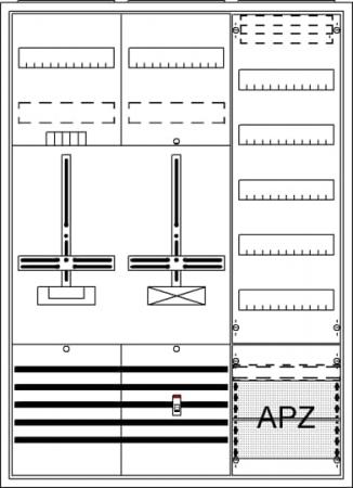 ABB STRIEBEL & JOHN DA37BC Komplettschrank, Aufputz, Dreipunkt, A37 1Z1S1V5A2 Schutzklasse II, Schutzart IP31