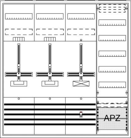 ABB STRIEBEL & JOHN DA47BH Komplettschrank, Aufputz, Dreipunkt, A47 2Z1S1V5A2 Schutzklasse II, Schutzart IP31
