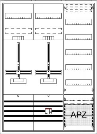 ABB STRIEBEL & JOHN DA37BGL Komplettschrank, Aufputz, Dreipunkt, A37 2Z1V5A2OVR Schutzklasse II, Schutzart IP31