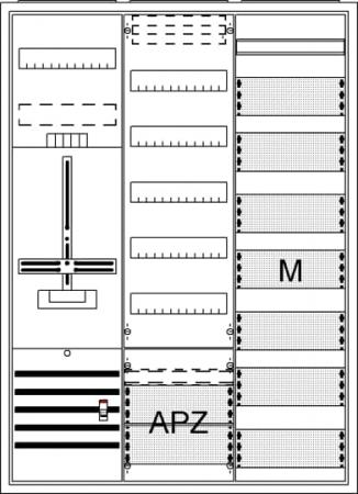 ABB STRIEBEL & JOHN DA37GD Komplettschrank, Aufputz, Dreipunkt, A37 1Z1V7M1A2 Schutzklasse II, Schutzart IP31