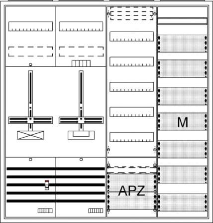 ABB STRIEBEL & JOHN DA47GE Komplettschrank, Aufputz, Dreipunkt, A47 1Z1S1V7M1A2 Schutzklasse II, Schutzart IP31