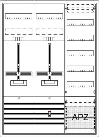ABB STRIEBEL & JOHN DA37GG Komplettschrank, Aufputz, Dreipunkt, A37 2Z1V5A2 Schutzklasse II, Schutzart IP31