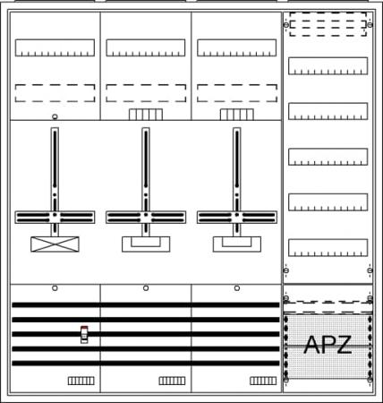 ABB STRIEBEL & JOHN DA47GH Komplettschrank, Aufputz, Dreipunkt, A47 2Z1S1V5A2 Schutzklasse II, Schutzart IP31