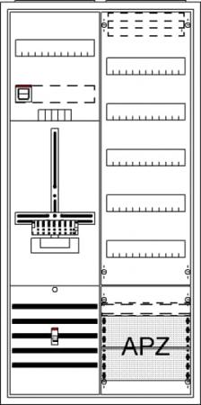ABB STRIEBEL & JOHN DA27QB Komplettschrank, Aufputz, Dreipunkt, A27 1Z1V5A2 Schutzklasse II, Schutzart IP31