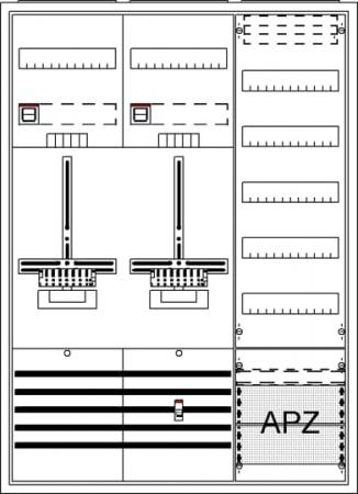ABB STRIEBEL & JOHN DA37QG Komplettschrank, Aufputz, Dreipunkt, A37 2Z1V5A2 Schutzklasse II, Schutzart IP31