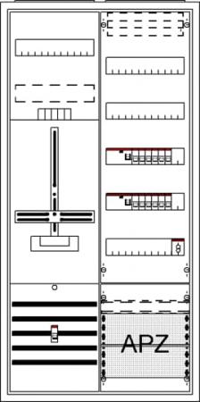 ABB STRIEBEL & JOHN DA27CBW Komplettschrank, Aufputz, Dreipunkt, A27 1Z1V5A2 Schutzklasse II, Schutzart IP31