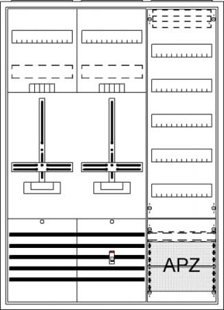 ABB STRIEBEL & JOHN DA37CG Komplettschrank, Aufputz, Dreipunkt, A37 2Z1V5A2 Schutzklasse II, Schutzart IP31