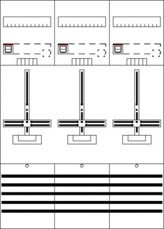 ABB STRIEBEL & JOHN DF37T3 Zählerfeld kpl. 7RE 3Z, vorverdrahtet mit Zählerkreuz, Netzsystem TN-S 5-polig