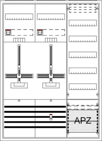 ABB STRIEBEL & JOHN DA37TG Komplettschrank, Aufputz, Dreipunkt, A37 2Z, Schutzklasse II, Schutzart IP31