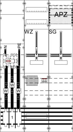 ABB STRIEBEL & JOHN WF39KK41 9RE 3FB, Komplettfeld nach VDE-AR-N 4100:2026-04, In 200 A, Dreipunktbefestigung