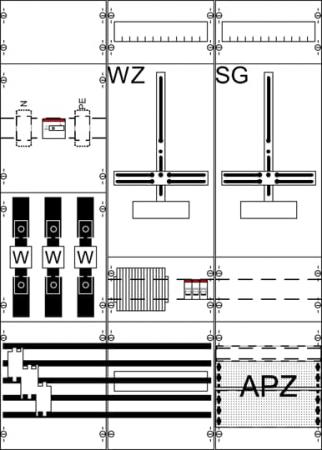 ABB STRIEBEL & JOHN WF37KK21 7RE 3FB, Komplettfeld nach VDE-AR-N 4100:2026-04, In 100 A, Dreipunktbefestigung