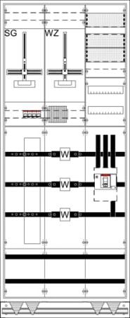 ABB STRIEBEL & JOHN WX32KK11S 12RE 3FB, Komplettschrank nach FNN, In 420A mit Dreipunkt-Befestigung