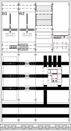 ABB STRIEBEL & JOHN WX42EK11S 12RE 4FB, Komplettschrank nach FNN, In 585A mit Dreipunkt-Befestigung