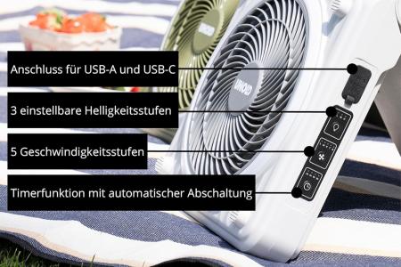 UNOLD 86517 Akku-Solar Standventilator Camping grau