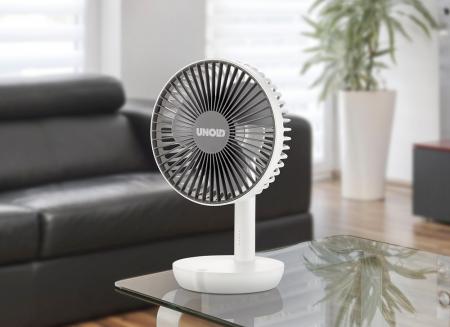 UNOLD 86710 Breezy 2-in-1 Akku-Tischventilator weiß/grau