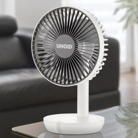 UNOLD 86710 Breezy 2-in-1 Akku-Tischventilator weiß/grau