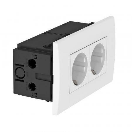 OBO Bettermann 6119407 SDE-RW D0RW2 Steckdoseneinheit AR45 2fach 0° reinweiß 16A 250V