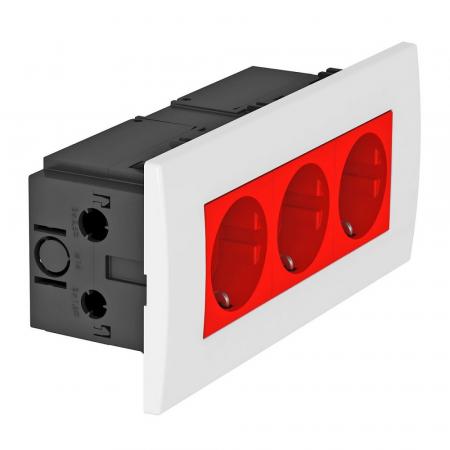 OBO Bettermann 6119413 SDE-RW D0RT3 Steckdoseneinheit AR45 3fach 0° signalrot 16A 250V