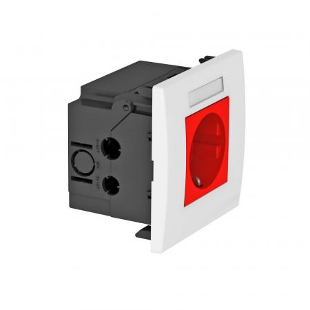 OBO Bettermann 6119423 SDE-RW D0RT1B Steckdoseneinheit AR45 1fach 0° mit Beschriftungsfeld signalrot 16A 250V