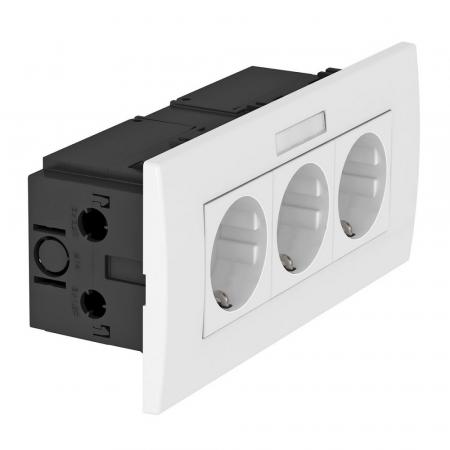 OBO Bettermann 6119433 SDE-RW D0RW3B Steckdoseneinheit AR45 3fach 0° mit Beschriftungsfeld reinweiß 16A 250V