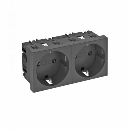 OBO Bettermann 6120030 STD-D0 SWGR2 Steckdose 2fach Schutzkontakt schwarzgrau RAL 7021 16A 250V