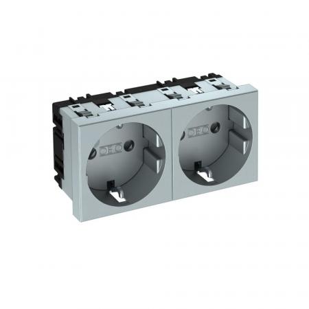 OBO Bettermann 6120032 STD-D0 AL2 Steckdose 0° 2fach Schutzkontakt Aluminium lackiert 16A 250V