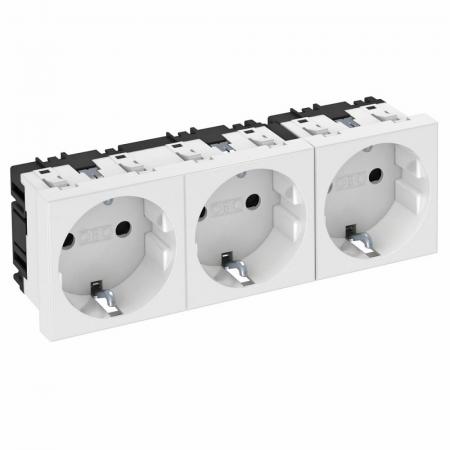 OBO Bettermann 6120042 STD-D0 RW3 Steckdose 0° 3fach Schutzkontakt reinweiß RAL 9010 16A 250V