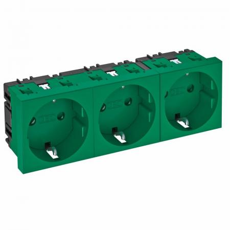 OBO Bettermann 6120046 STD-D0 MZGN3 Steckdose 0° 3fach Schutzkontakt minzgrün RAL 6029 16A 250V