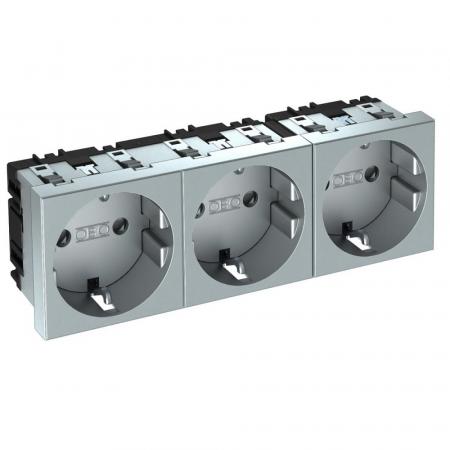 OBO Bettermann 6120052 STD-D0 AL3 Steckdose 0° 3fach Schutzkontakt Aluminium lackiert 16A 250V