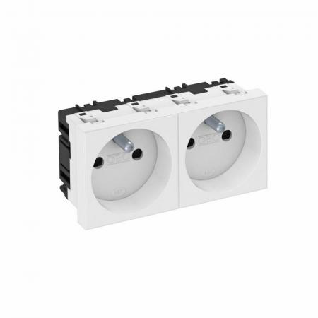 OBO Bettermann 6120172 STD-F0 RW2 Steckdose 2fach mit Erdungsstift reinweiß RAL 9010 16A 250V