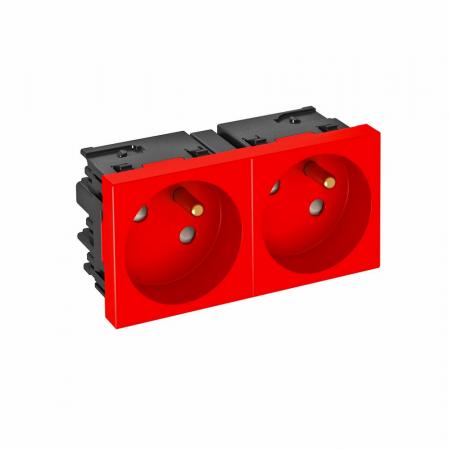OBO Bettermann 6120678 STD-F3C SRO2 Steckdose Connect 45 2fach 33° mit Erdungsstift signalrot RAL 3001 16A 250V
