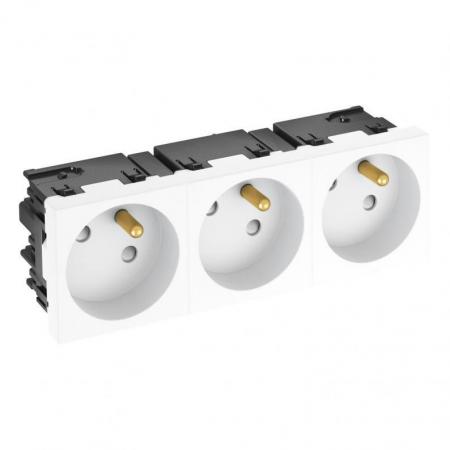 OBO Bettermann 6120692 STD-F3C RW3 Steckdose Connect 45 3fach 33° mit Erdungsstift reinweiß RAL 9010 16A 250V