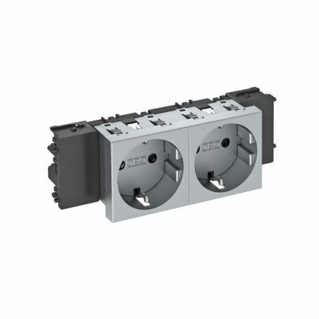 OBO Bettermann 6120372 STD-D0C AL2 Steckdose Connect 45 2fach Schutzkontakt alu lackiert 16A 250V